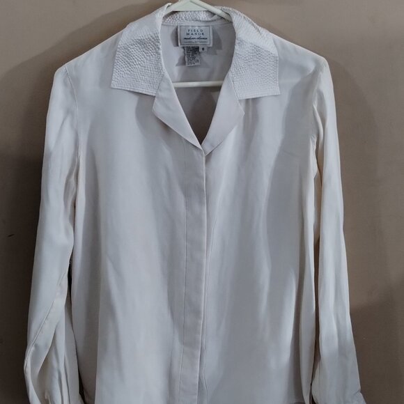 Field Manor modern classics cream Long Sleeve Silk Blouse size 6 - Picture 1 of 8